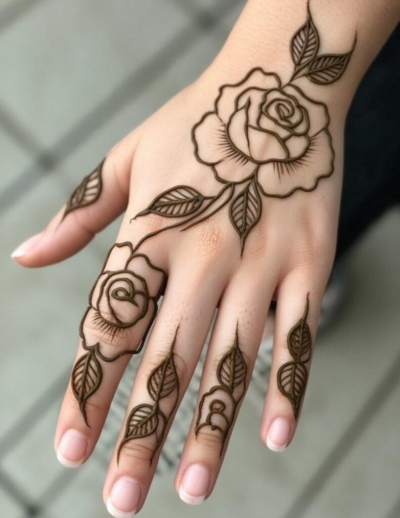 minimal rose mehndi design