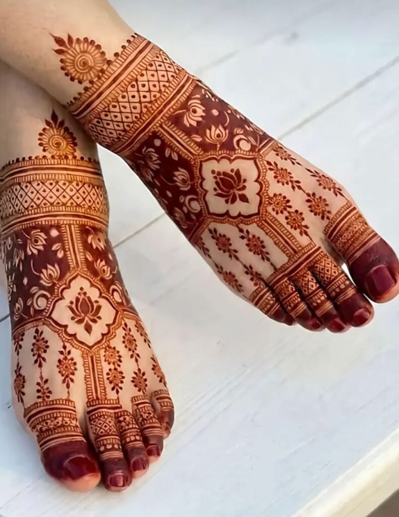 modern foot mehndi design