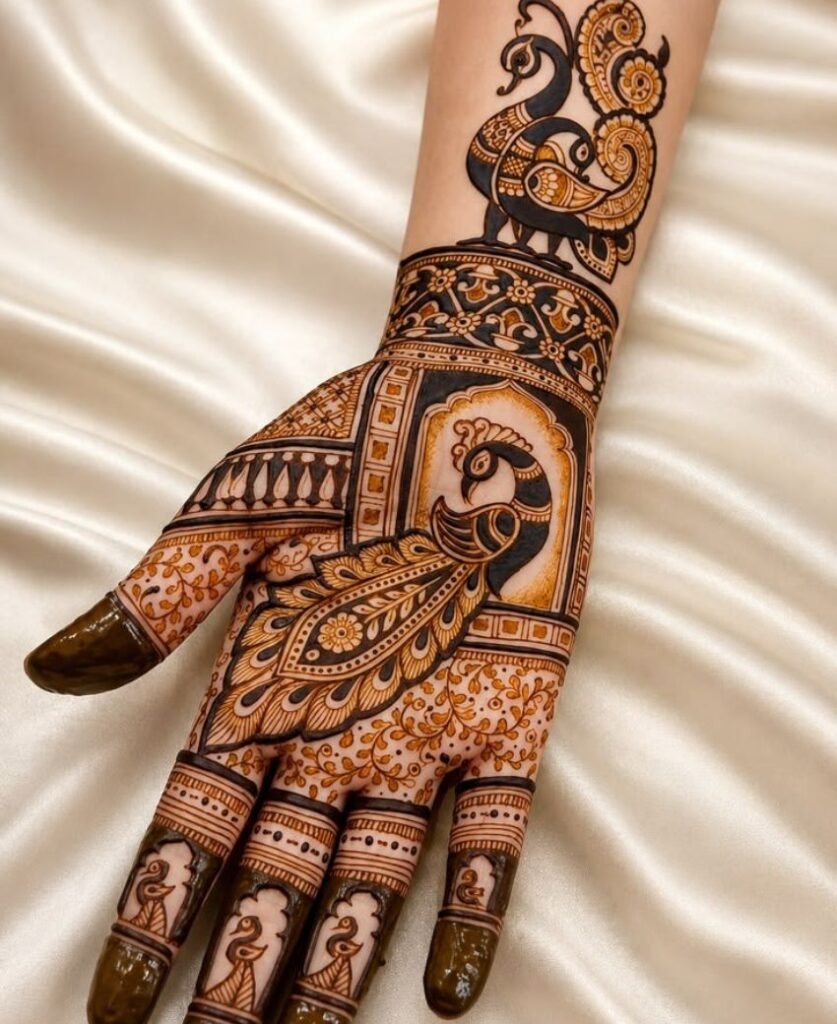 peacock mehndi design for front side