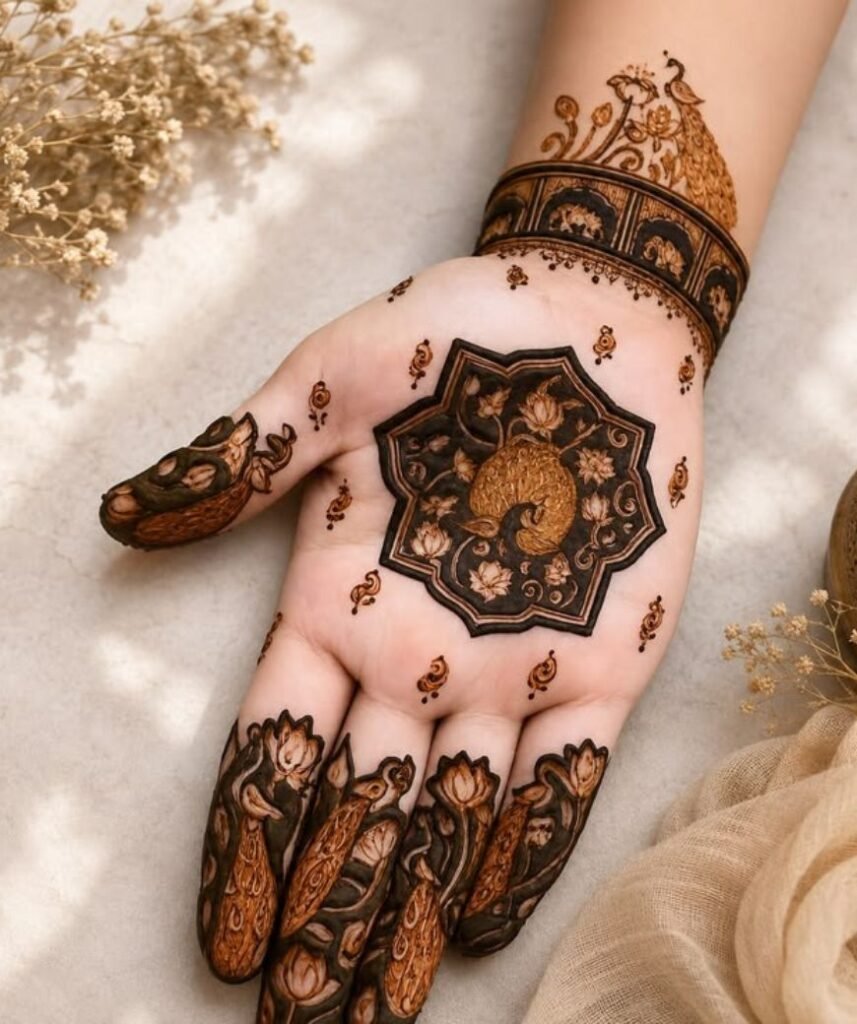 peacock shaded mehndi design