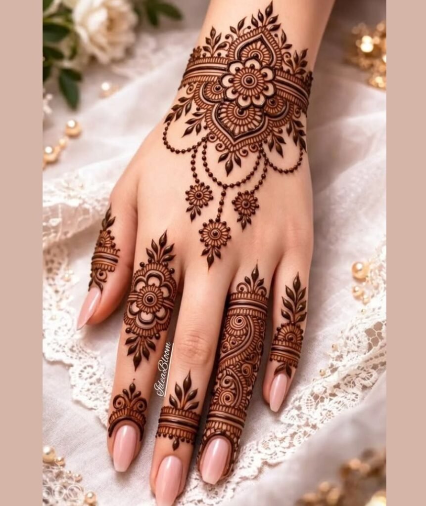 pretty one hand mehndi design