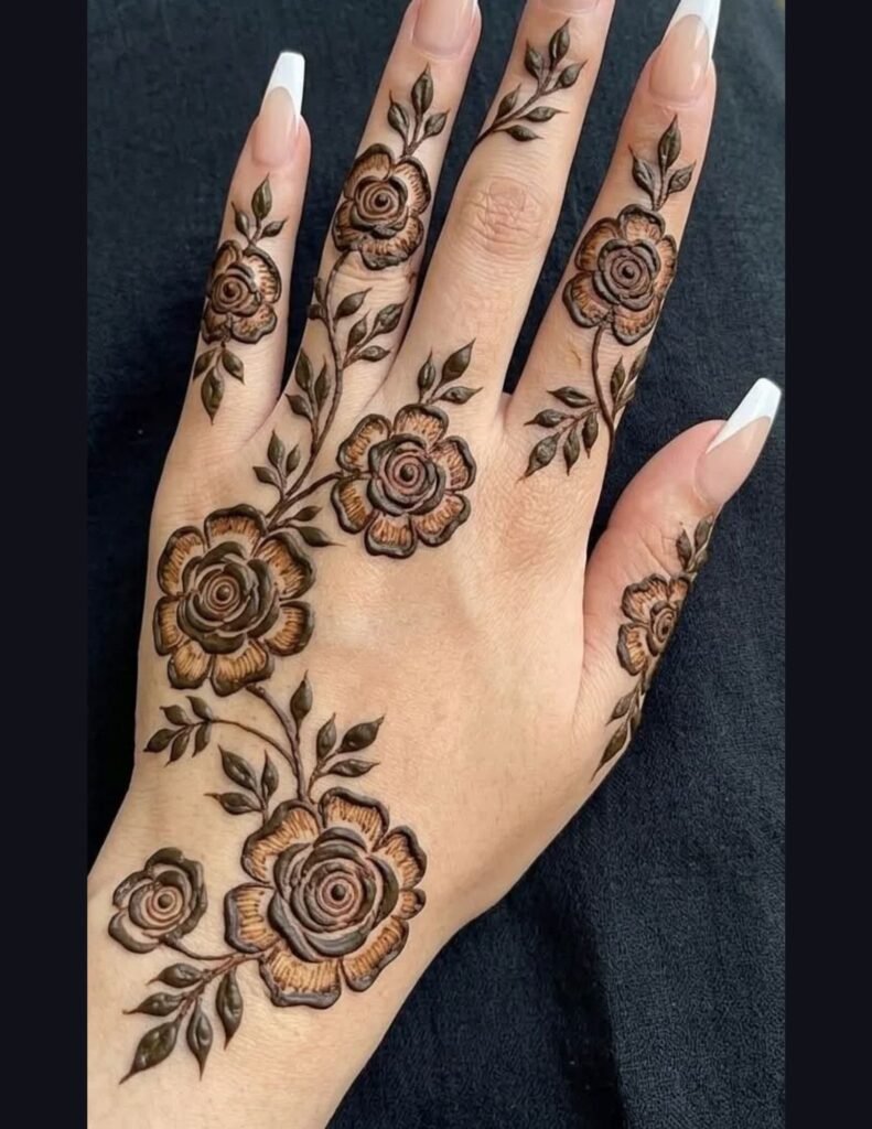 pretty rose mehndi design