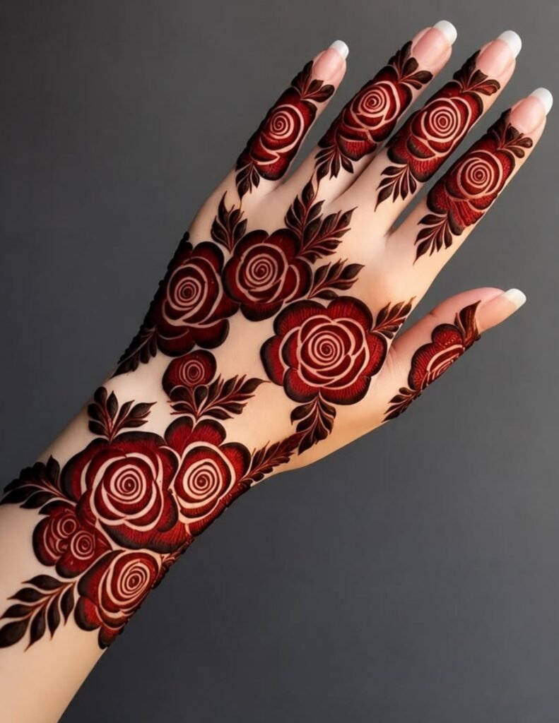 rose mehndi design for brides