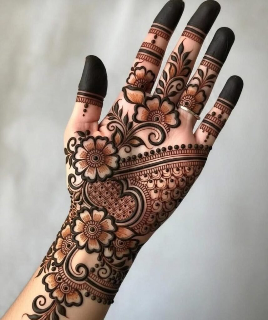 shaded mehndi design beautiful