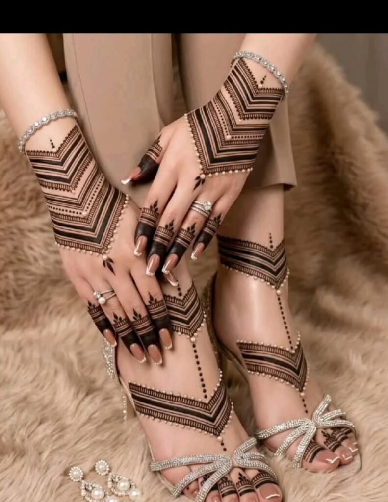 stylish foot mehndi design