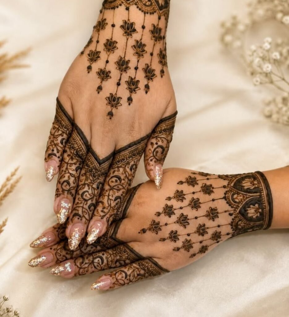stylish lotus mehndi design