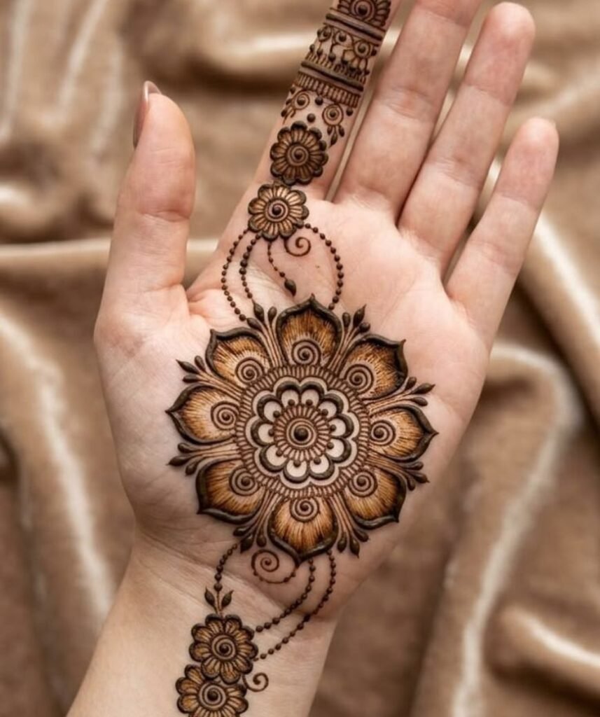 tikki mehndi design for front hand