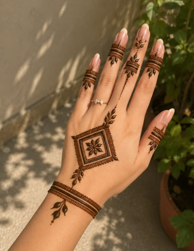 trendy geometric mehndi design