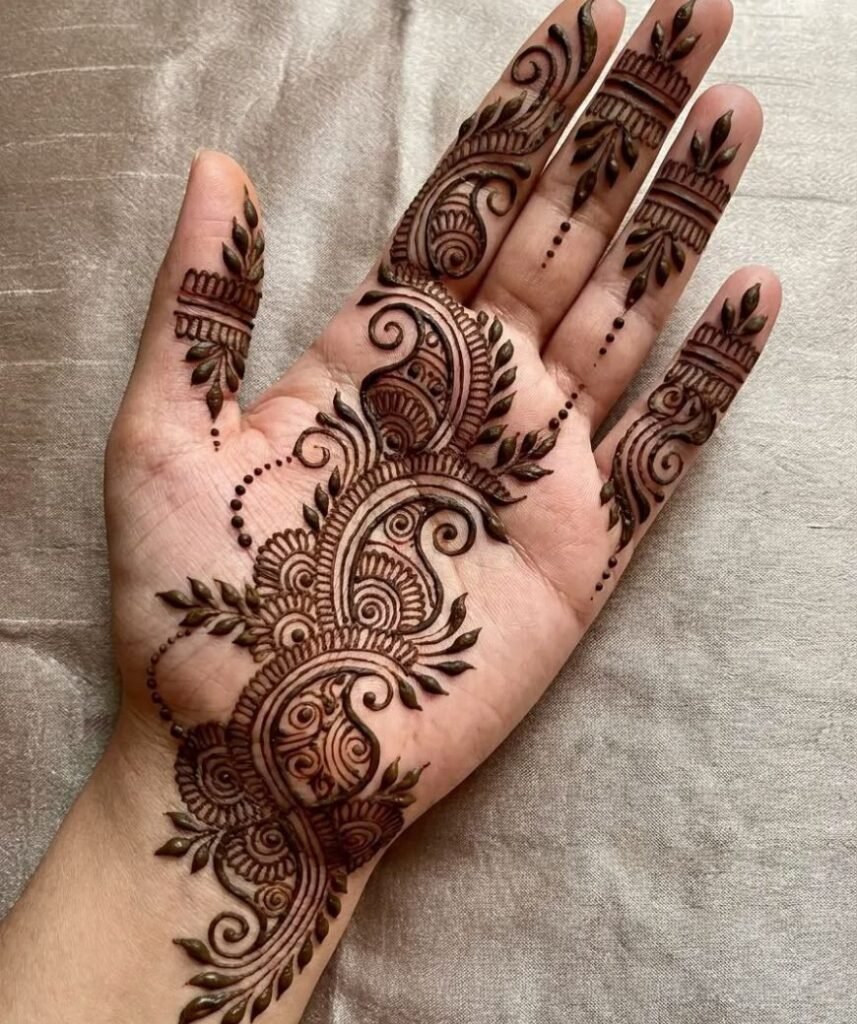 unique front hand mehndi design