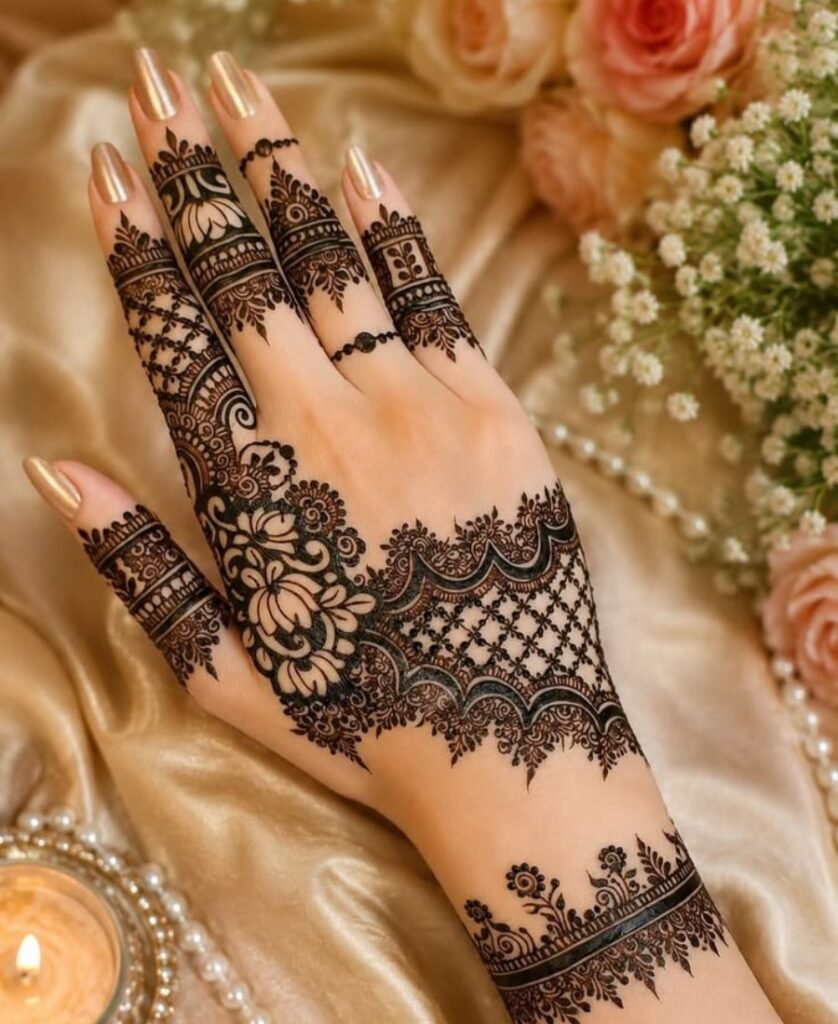 unique jaal mehndi design