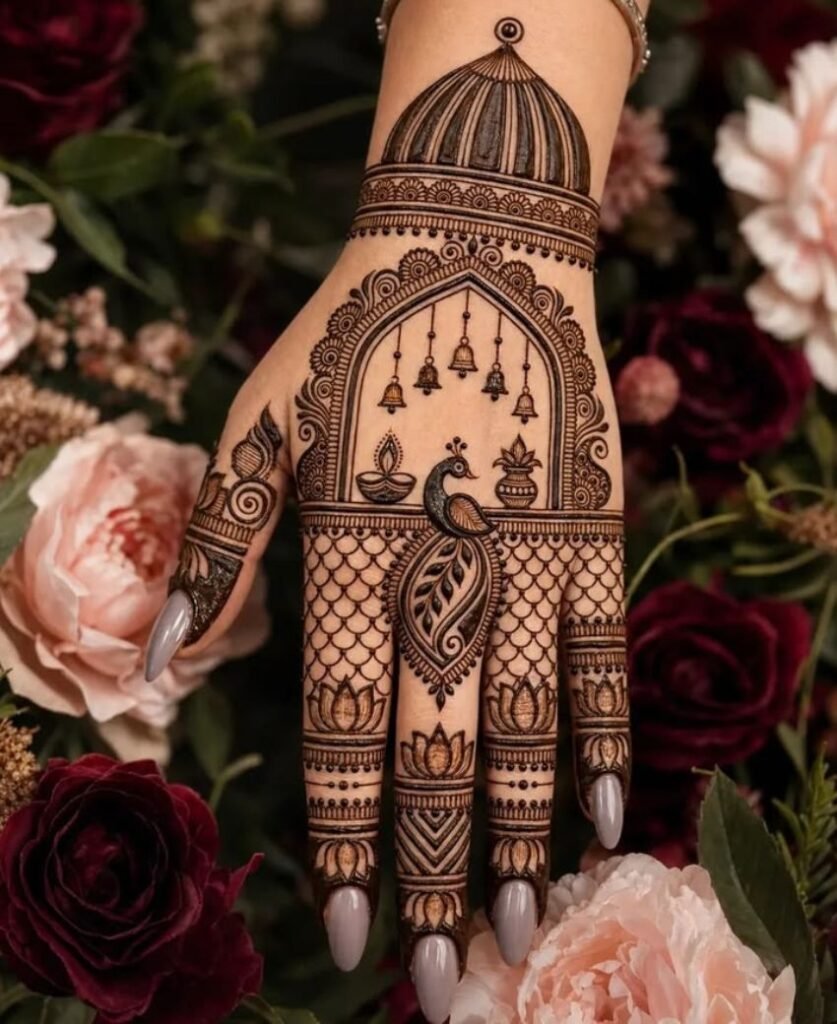 unique peacock mehndi design