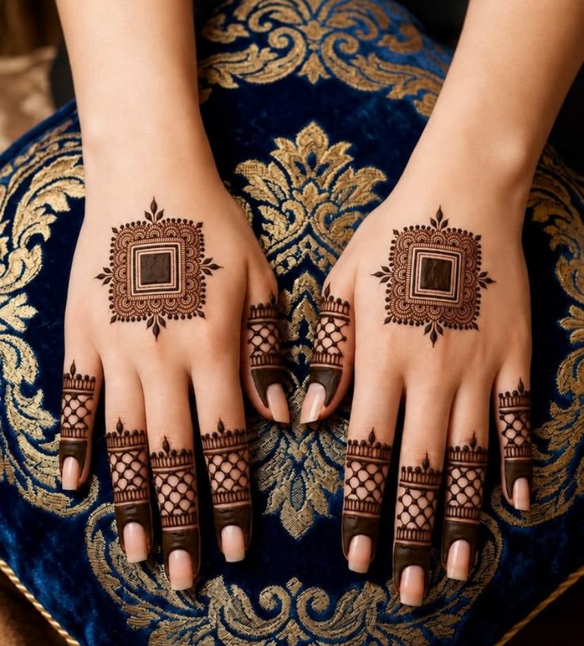 back hand square mehndi design