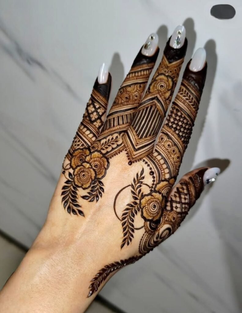 bridal finger mehndi design