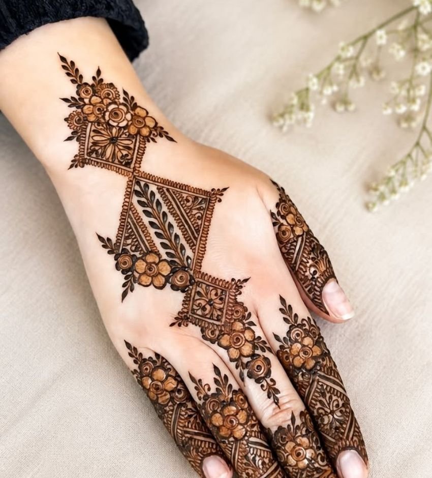 elegant square mehndi design