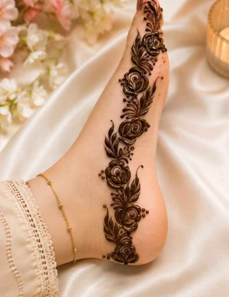 floral feet mehndi design