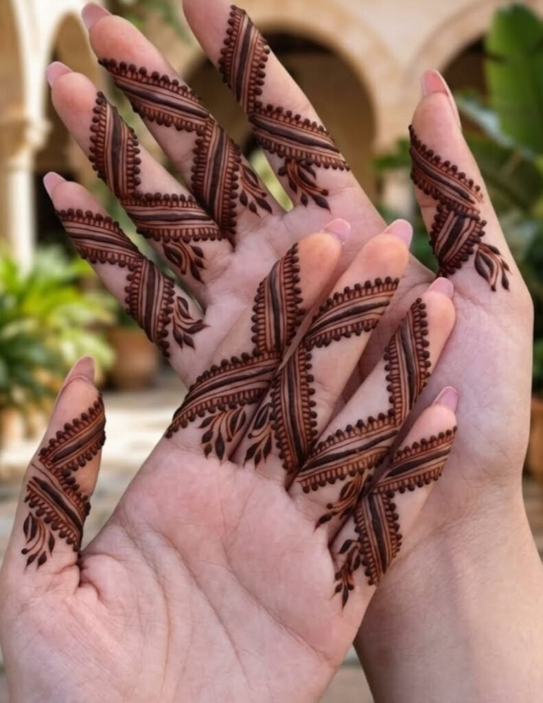 geometric finger mehndi design