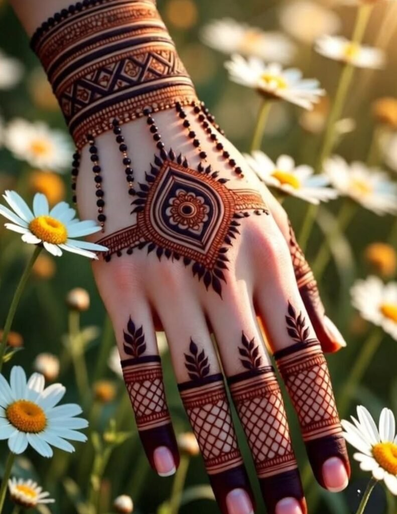 line mehndi design for bride