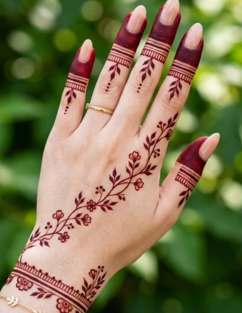 line mehndi design with border
