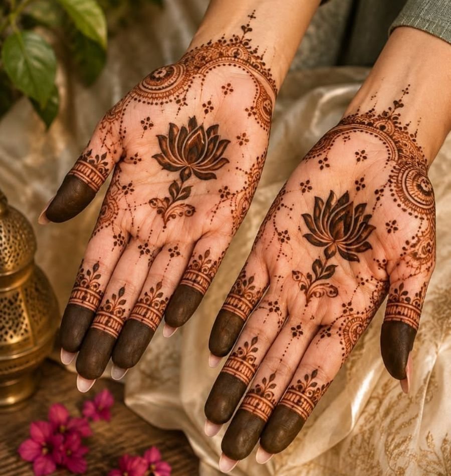 lotus mehndi design