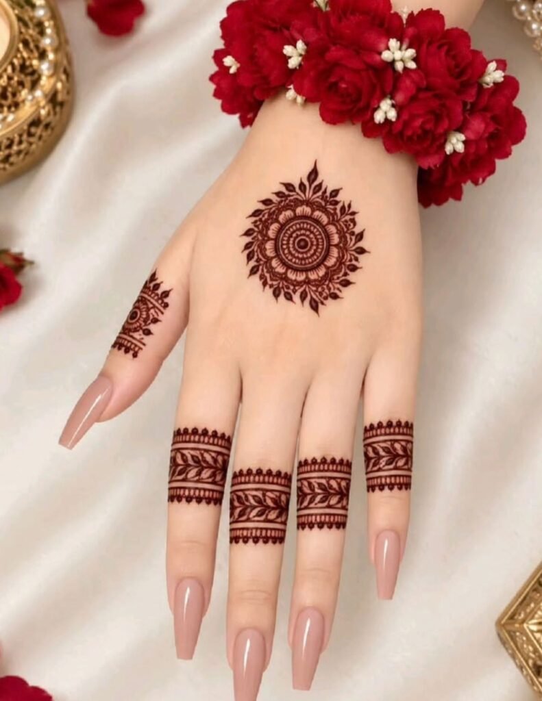 mini tikki mehndi design