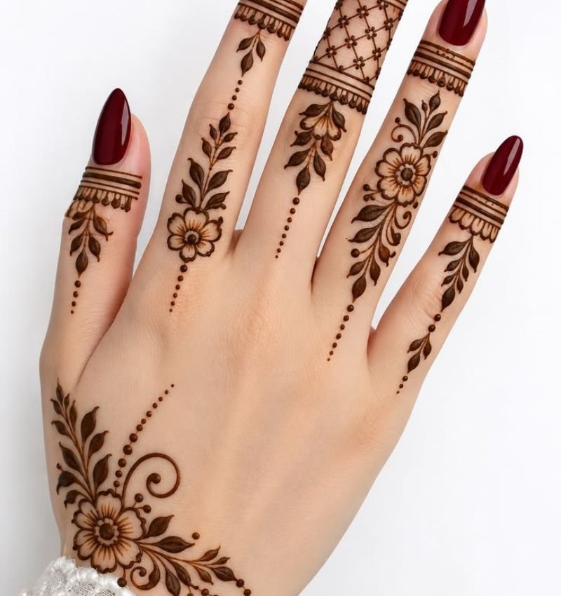 minimal mehndi desin with fingers