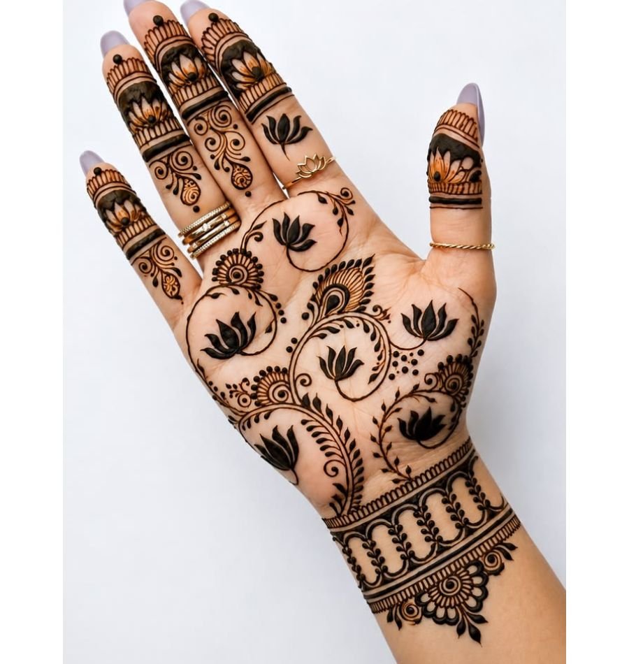 modern mehndi for front hand