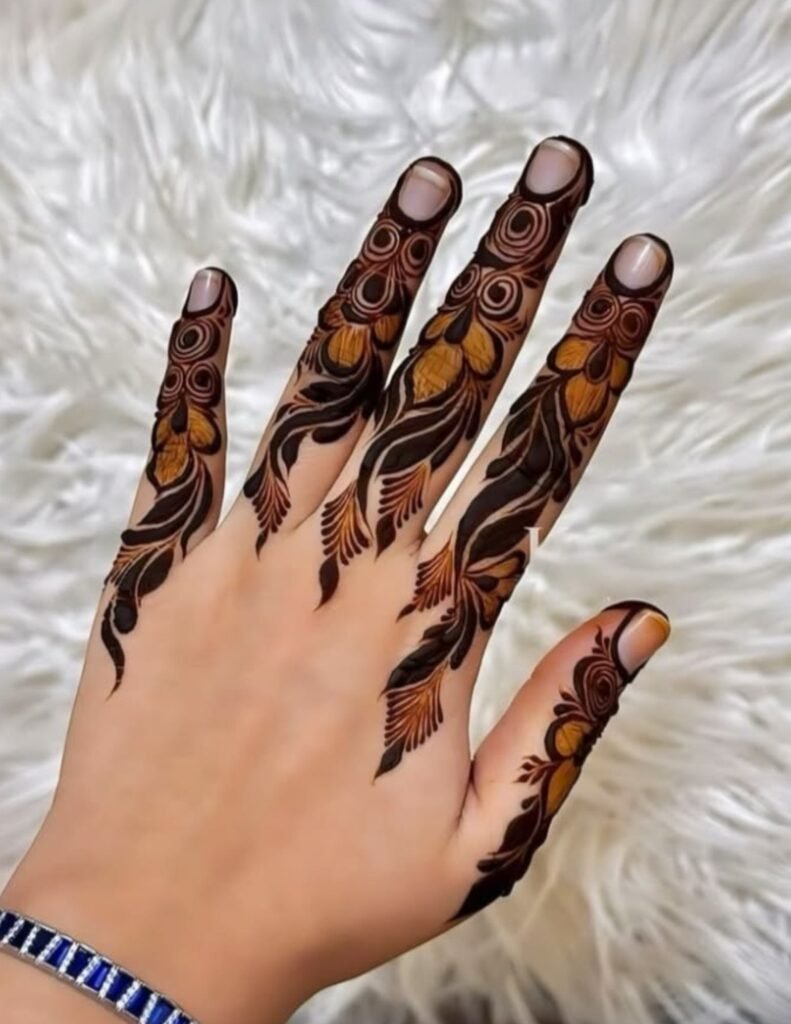 shaded finger mehndi