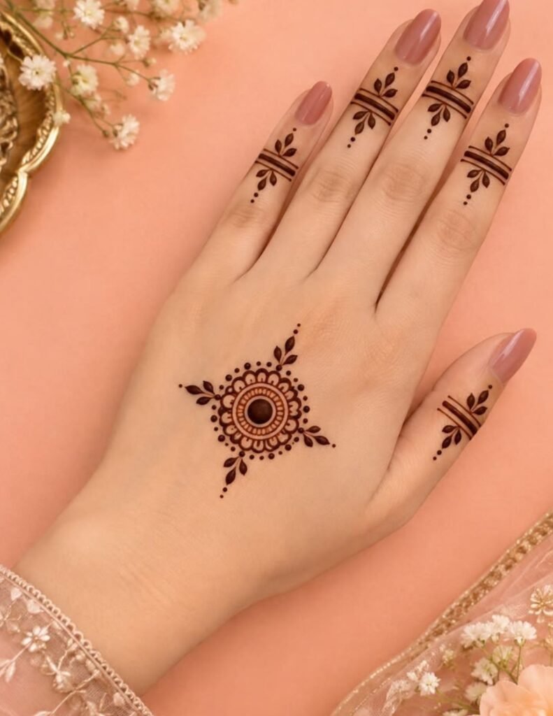mini tikki mehndi design